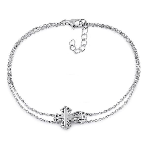 Sterling Silver Vintage Cross Bracelet