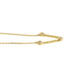 Solid 14K Yellow Gold Flex V Shape CZ Necklace