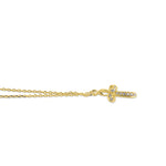 Solid 14K Yellow Gold Ribbon Cross CZ Necklace
