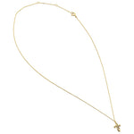 Solid 14K Yellow Gold Ribbon Cross CZ Necklace