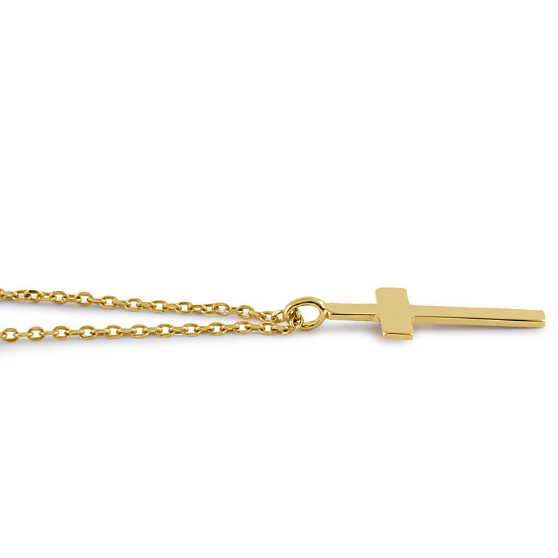 Solid 14K Yellow Gold Cross Necklace