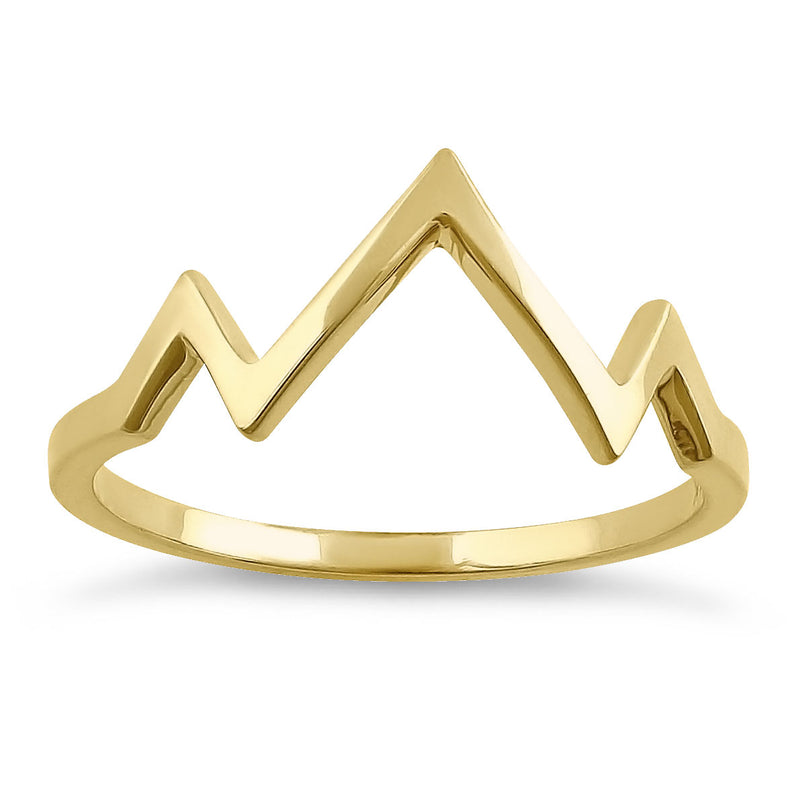 Solid 14K Yellow Gold Zig Zag Ring