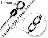 Black Rhodium Sterling Silver Cable Chain 1.1MM
