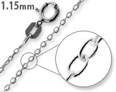 Rhodium Sterling Silver Cable Chain 1.15mm