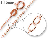 14K Rose Gold Plated Sterling Silver Cable Chain 1.15mm