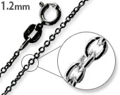 Black Rhodium Sterling Silver Cable Chain 1.2MM