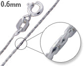 Rhodium Sterling Silver Cardano D/C Chain 0.6MM