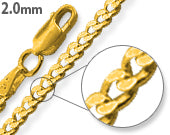 14K Gold Plated Sterling Silver Curb Chain 2MM