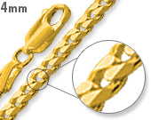 14K Gold Plated Sterling Silver 22" Curb Chain 4MM