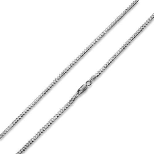 Rhodium Sterling Silver Curb Chain 3.0MM