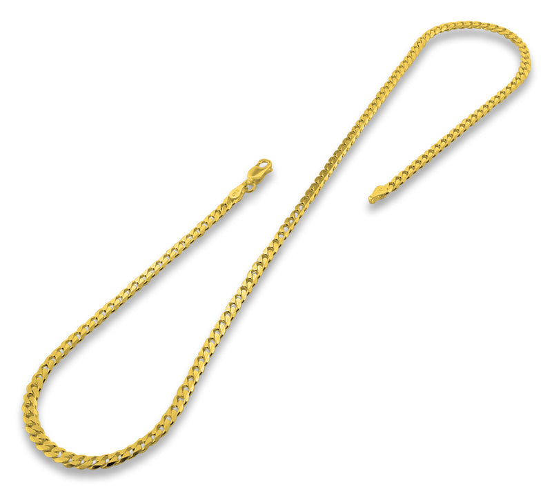 14K Gold Plated Sterling Silver 22" Curb Chain 4MM