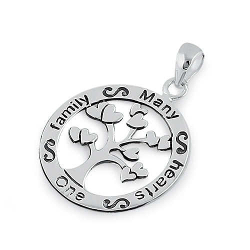 Sterling Silver "One Family, Many Hearts" Pendant