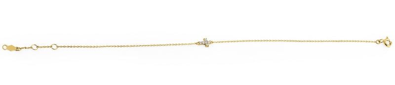 Solid 14K Yellow Gold Cross Diamond Bracelet