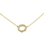 Solid 14K Yellow Gold Simple Wreath 0.17 ct. Diamond Necklace