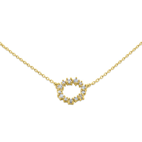 Solid 14K Yellow Gold Simple Wreath 0.17 ct. Diamond Necklace