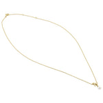 Solid 14K Yellow Gold Butterfly Pearl Diamond Necklace