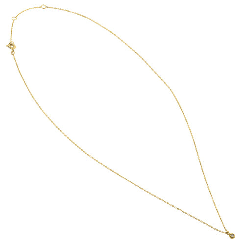 Solid 14K Yellow Gold Small Round Charm Diamond Necklace