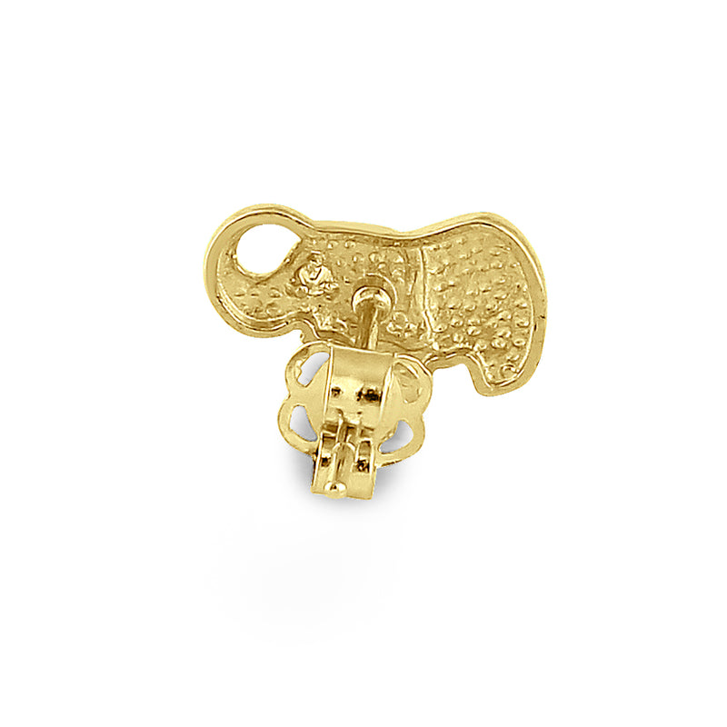 Solid 14K Yellow Gold Elephant Diamond Earrings