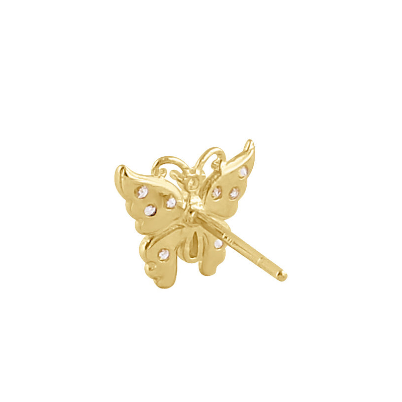 Solid 14K Gold Butterfly Diamond Earrings