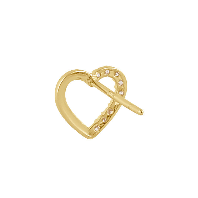 Solid 14K Gold Open Heart Diamond Earrings