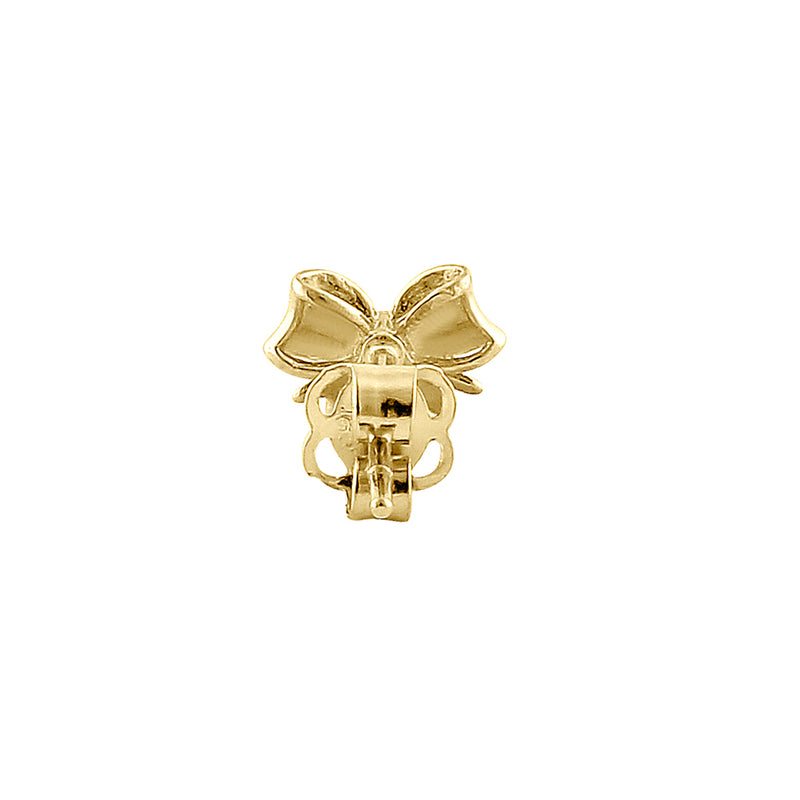 Solid 14K Yellow Gold Bow Diamond Earrings