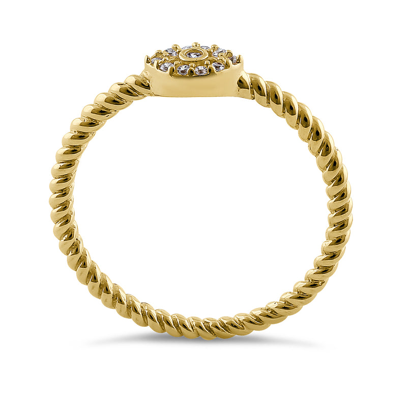 Solid 14K Yellow Gold Evil Eye Diamond Ring