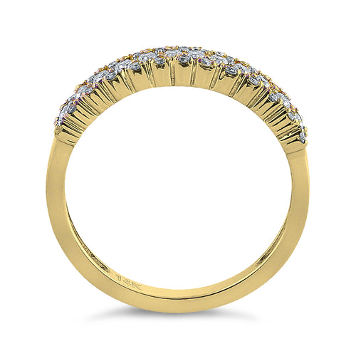 Solid 14K Yellow Gold Cluster 0.37 ct. Diamond Ring