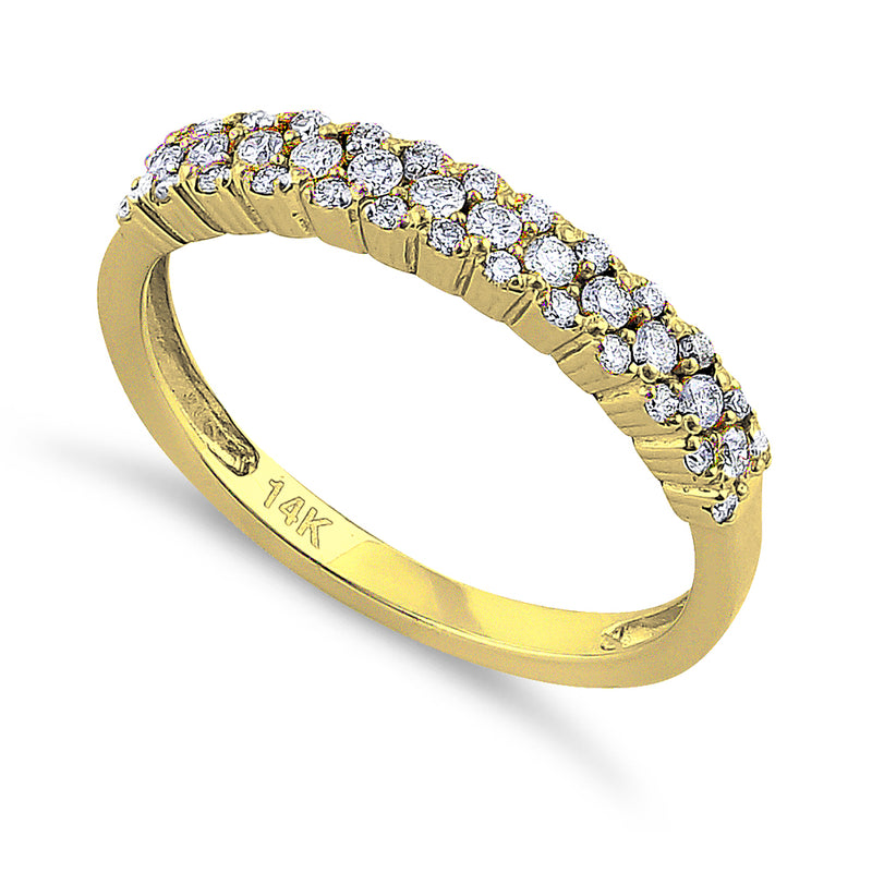 Solid 14K Yellow Gold Cluster 0.37 ct. Diamond Ring