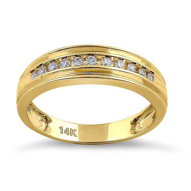 Solid 14K Yellow Gold Half Eternity Men's 0.21 ct. Diamond Band