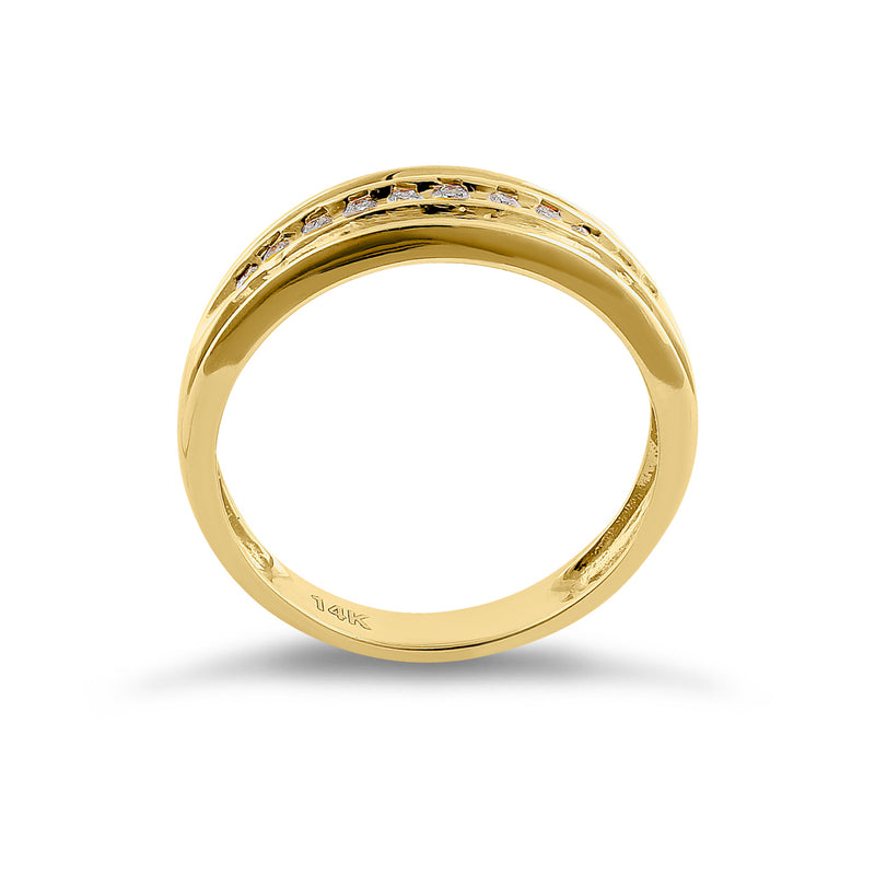 Solid 14K Yellow Gold Half Eternity Men's 0.21 ct. Diamond Band