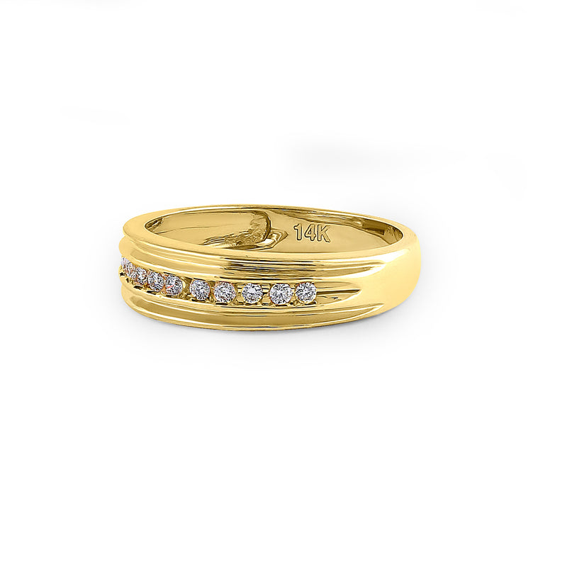 Solid 14K Yellow Gold Half Eternity Men's 0.21 ct. Diamond Band