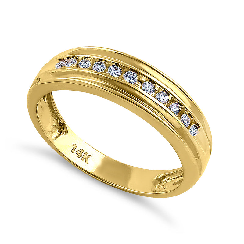 Solid 14K Yellow Gold Half Eternity Men's 0.21 ct. Diamond Band