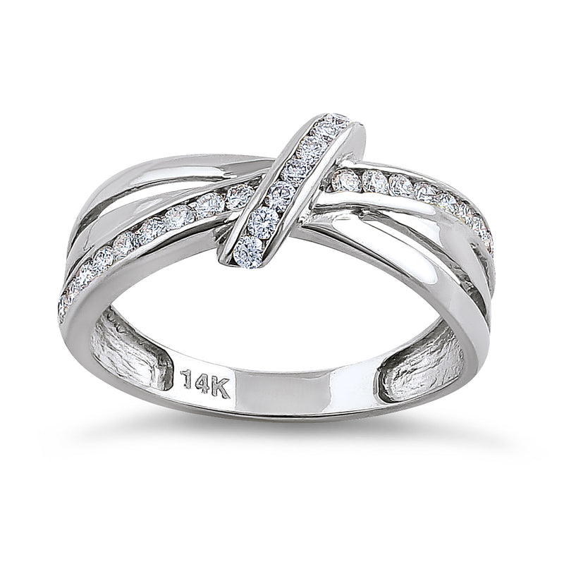 Solid 14K White Gold Twist 0.47 ct. Diamond Ring