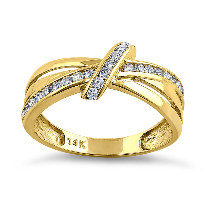 Solid 14K Yellow Gold Twist 0.47 ct. Diamond Ring