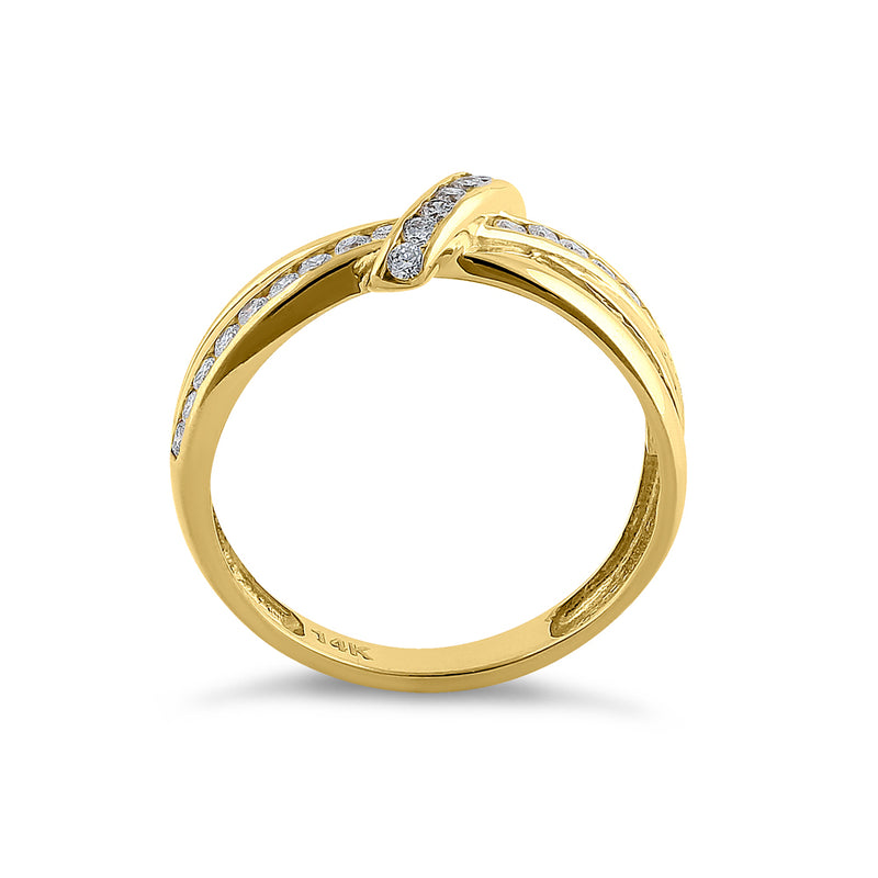 Solid 14K Yellow Gold Twist 0.47 ct. Diamond Ring