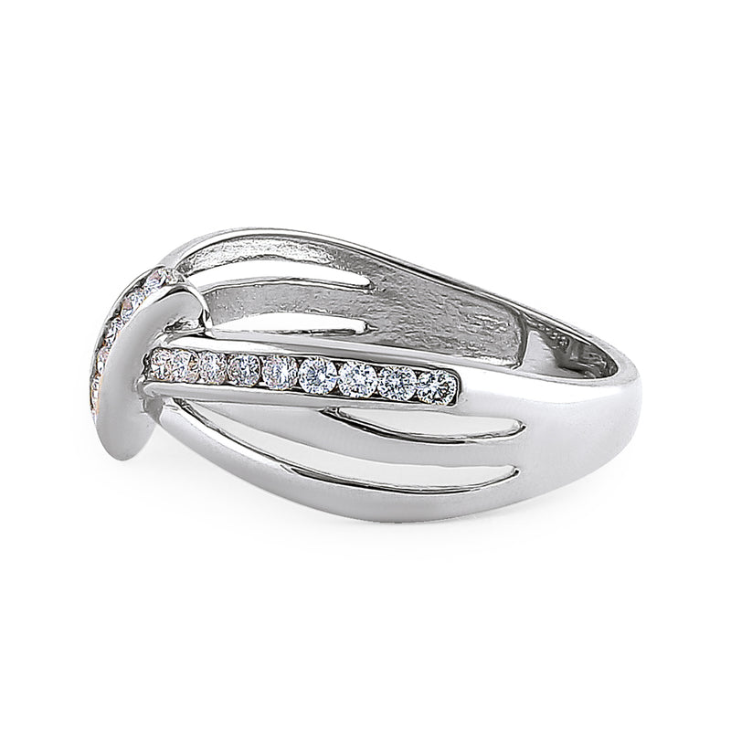 Solid 14K White Gold Twist 0.47 ct. Diamond Ring