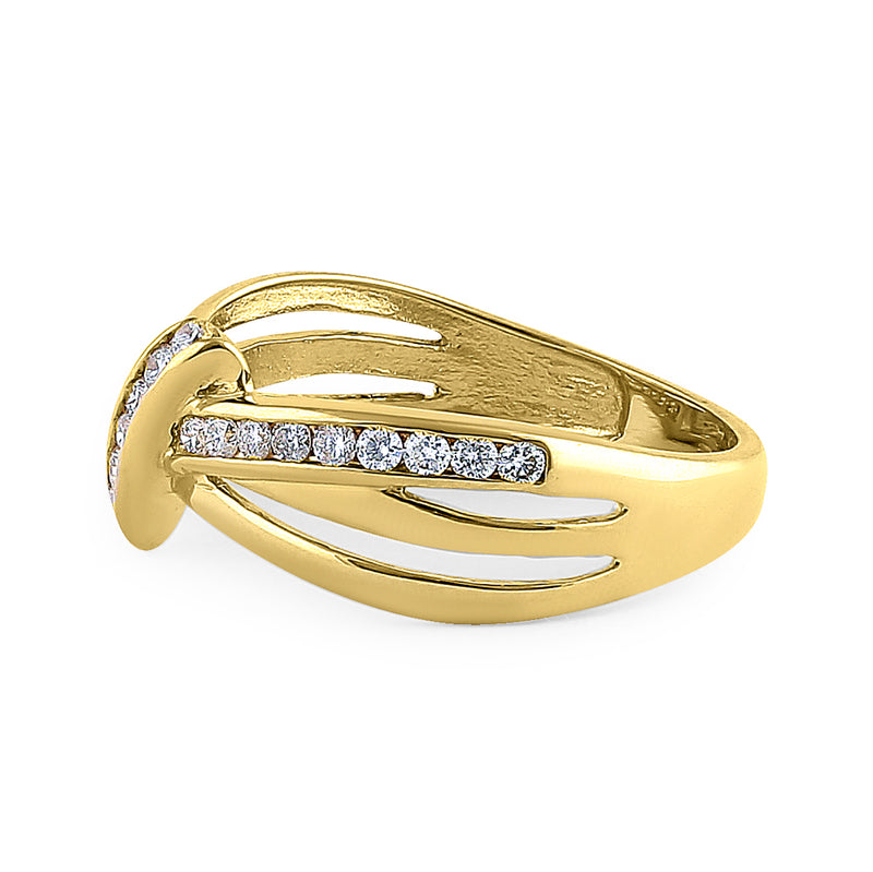Solid 14K Yellow Gold Twist 0.47 ct. Diamond Ring