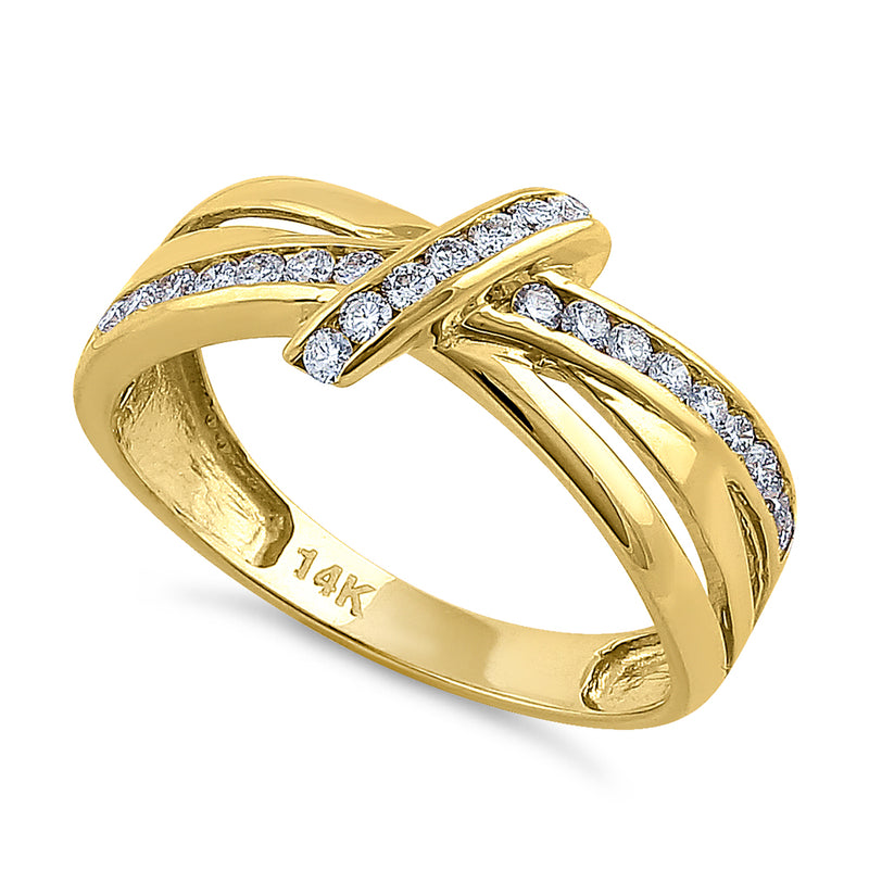 Solid 14K Yellow Gold Twist 0.47 ct. Diamond Ring