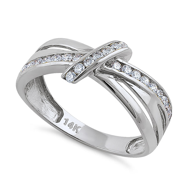 Solid 14K White Gold Twist 0.47 ct. Diamond Ring