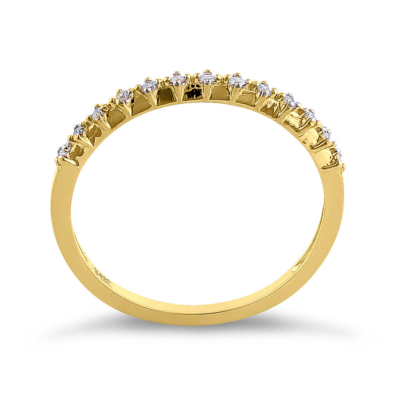 Solid 14K Yellow Gold Single Row 0.10 ct. Diamond Ring