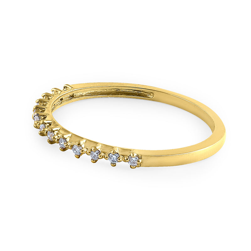 Solid 14K Yellow Gold Single Row 0.10 ct. Diamond Ring