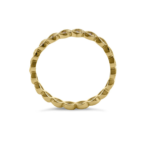 Solid 14K Yellow Gold Oval Pattern 0.17 ct. Diamond Eternity Band