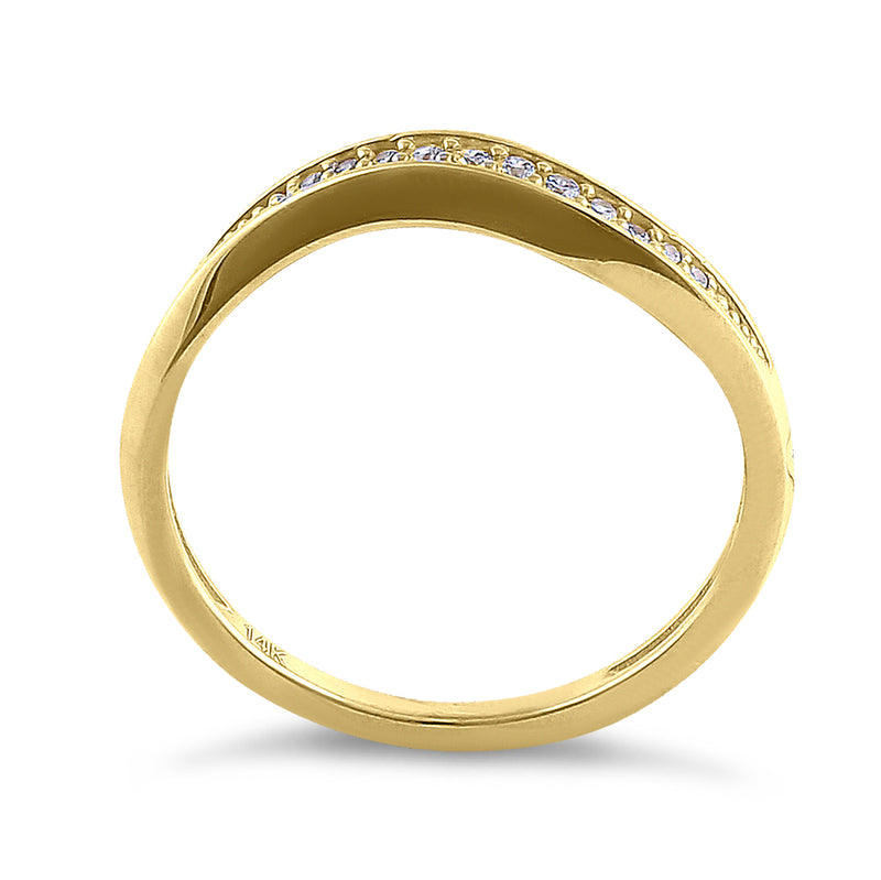 Solid 14K Yellow Gold Curve Diamond Ring