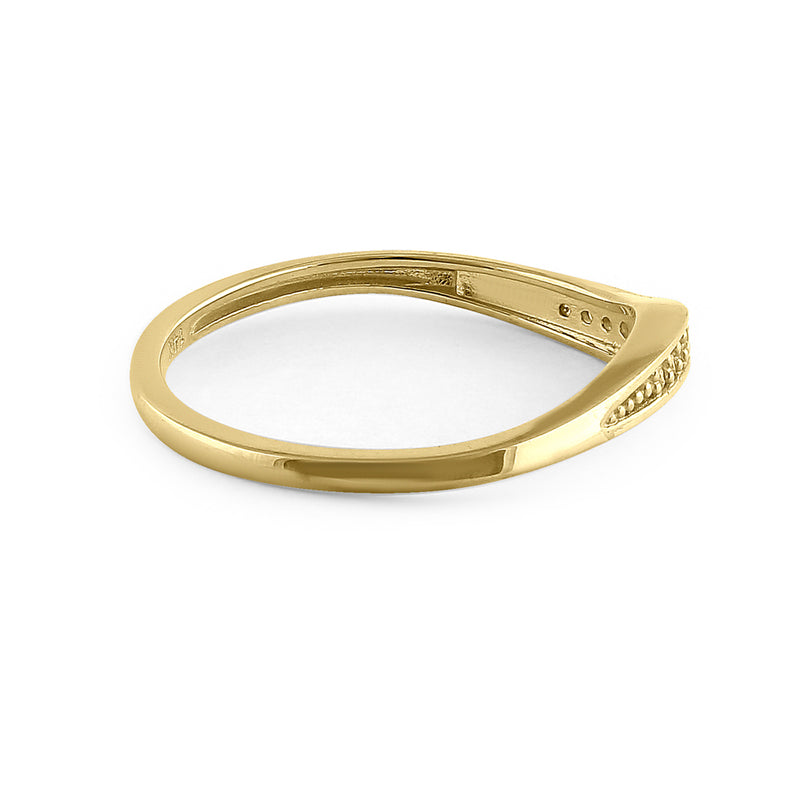 Solid 14K Yellow Gold Curve Diamond Ring