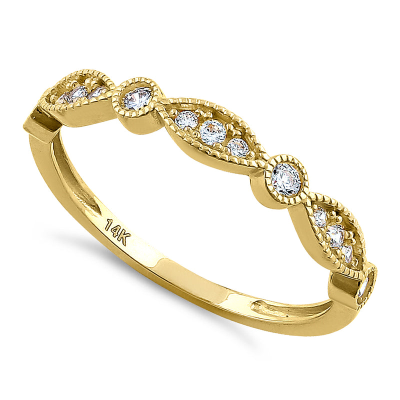 Solid 14K Yellow Gold Elegant Oval & Round Pattern 0.28 ct. Diamond Ring