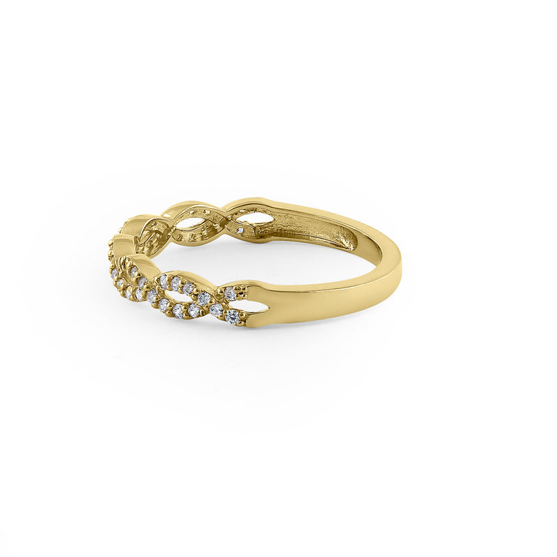 Solid 14K Yellow Gold Simple Twist 0.26 ct. Diamond Ring