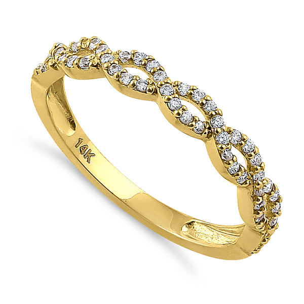 Solid 14K Yellow Gold Simple Twist 0.26 ct. Diamond Ring