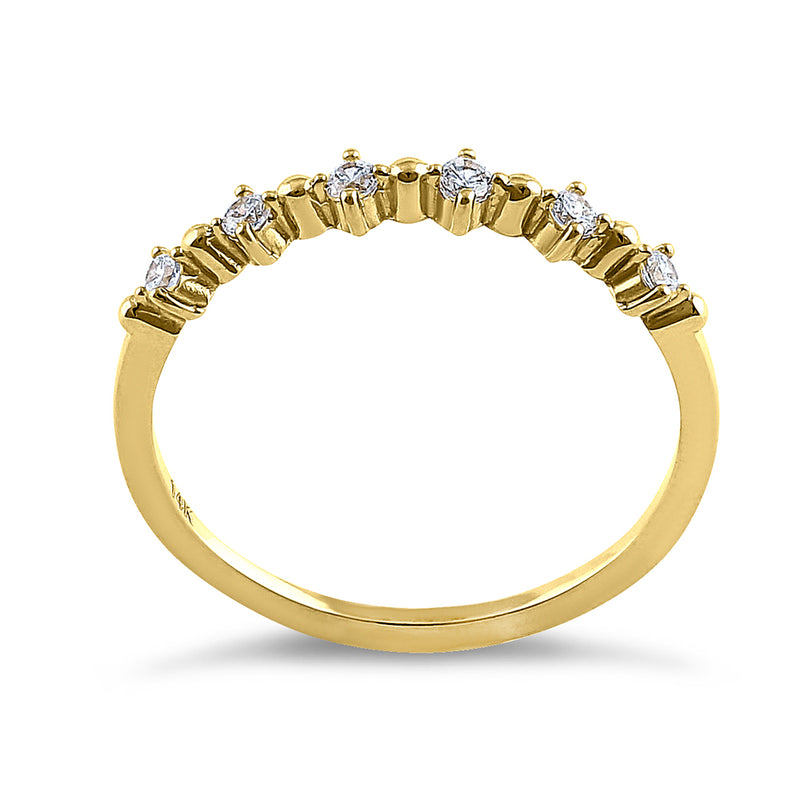 Solid 14K Yellow Gold Classic Row 0.18 ct. Diamond Ring