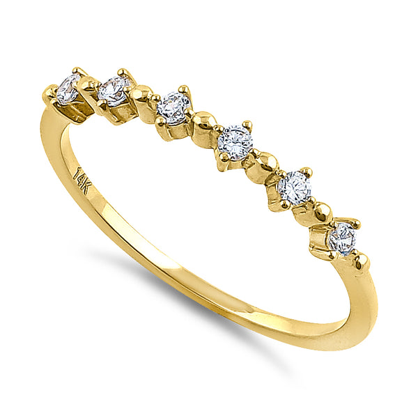 Solid 14K Yellow Gold Classic Row 0.18 ct. Diamond Ring