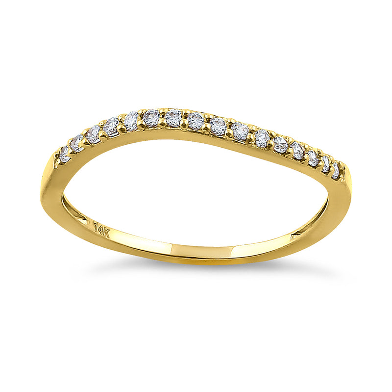 Solid 14K Yellow Gold Curve 0.20 ct. Diamond Ring